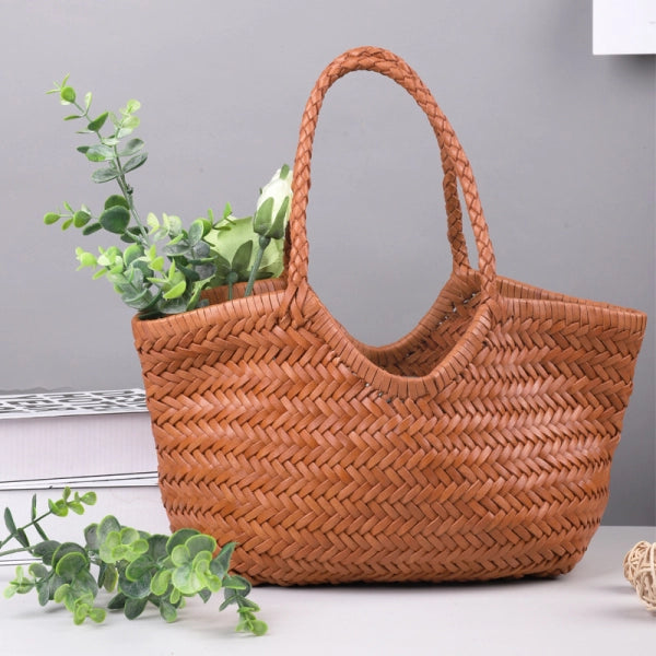 Vintage Woven Leather Crossbody Tote