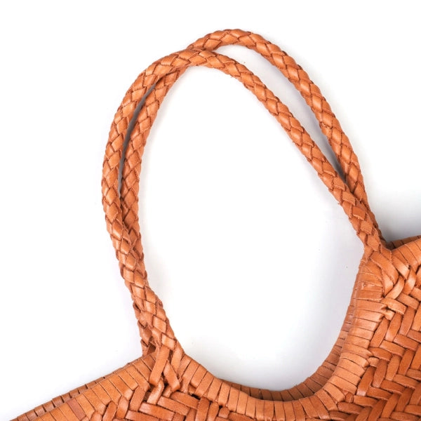 Vintage Woven Leather Crossbody Tote