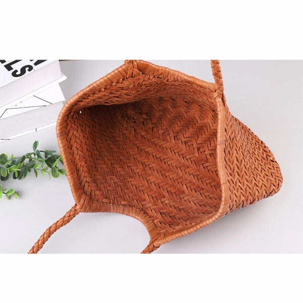 Vintage Woven Leather Crossbody Tote