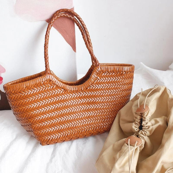 Vintage Woven Leather Crossbody Tote