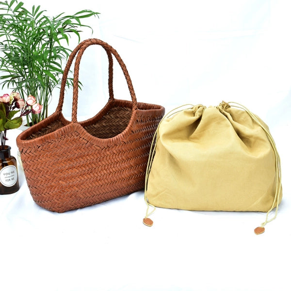 Vintage Woven Leather Crossbody Tote