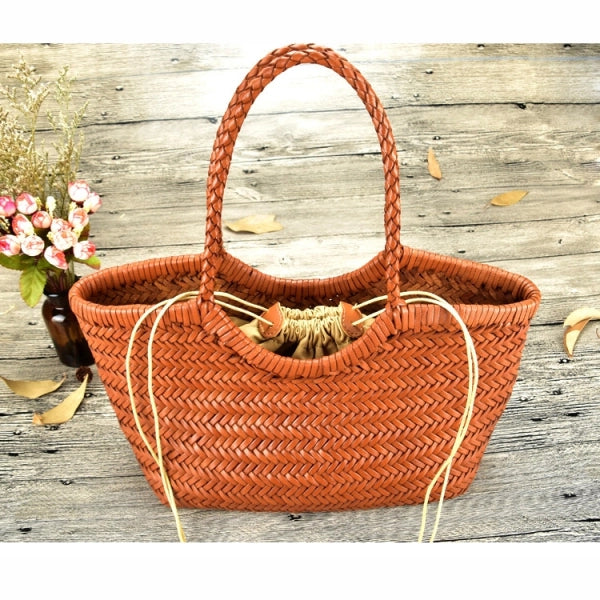 Vintage Woven Leather Crossbody Tote